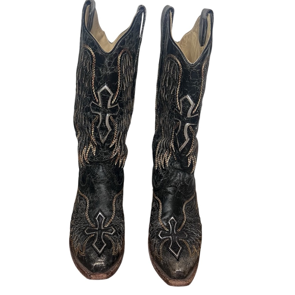 Corral Boots silver cross with wings - Sz 7